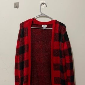 Old Navy Red/black checkered cardigan